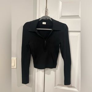 Abercrombie & Fitch Zip Long Sleeve Polo Women’s Medium Black